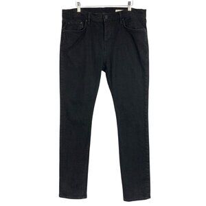 All Saints Cigarette Jeans Size W36 Black Dark Wash Denim Skinny Button Closure